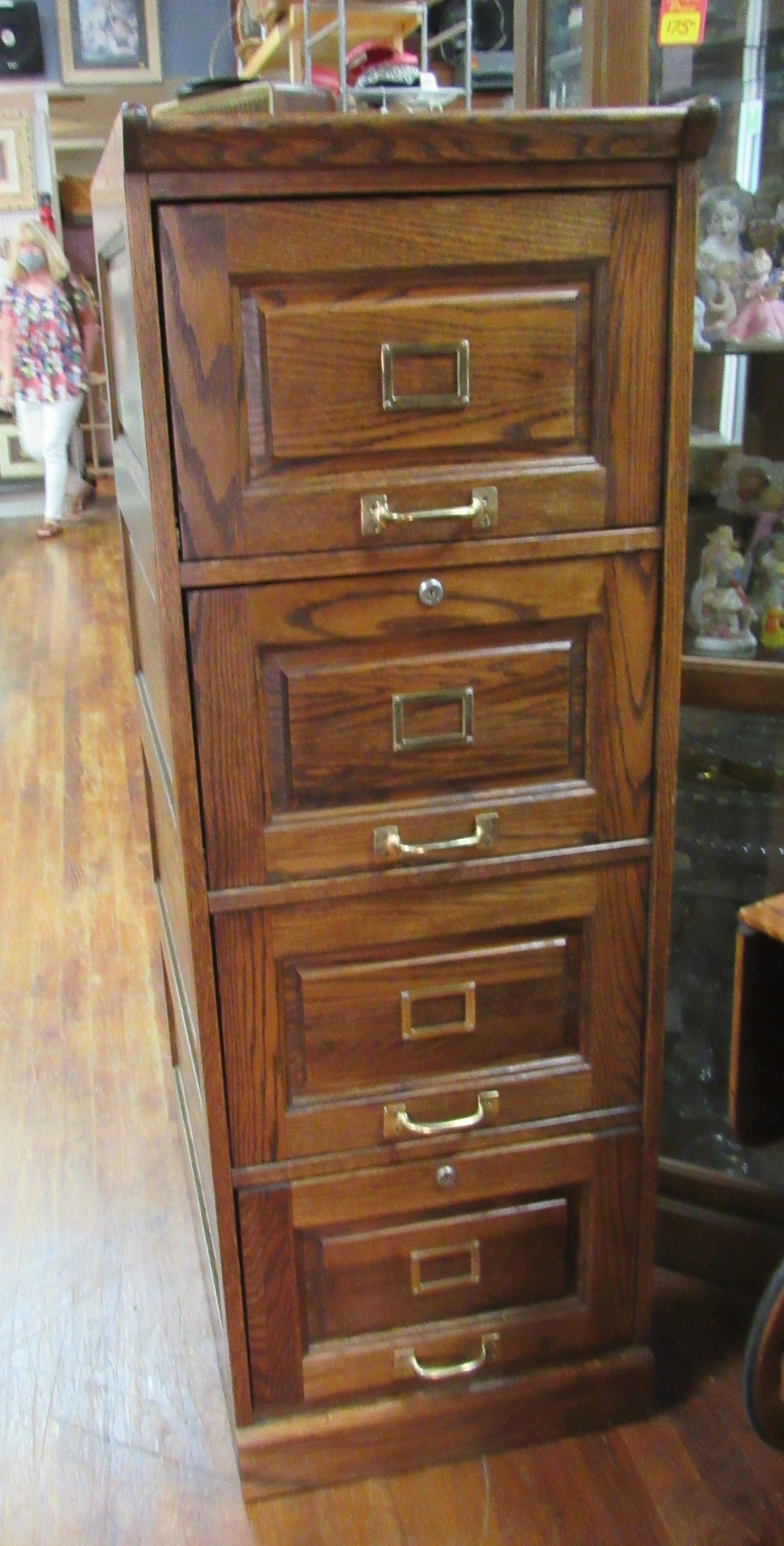 Solid Oak Legal File Cabinet