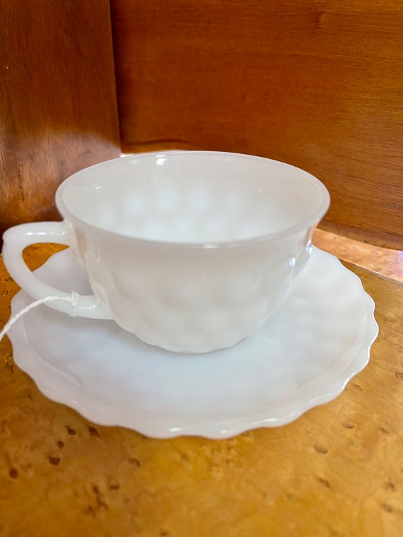 Fire King white bubble cup and saucer