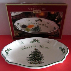 Spode Christmas Tree plaque Bénir cette maison