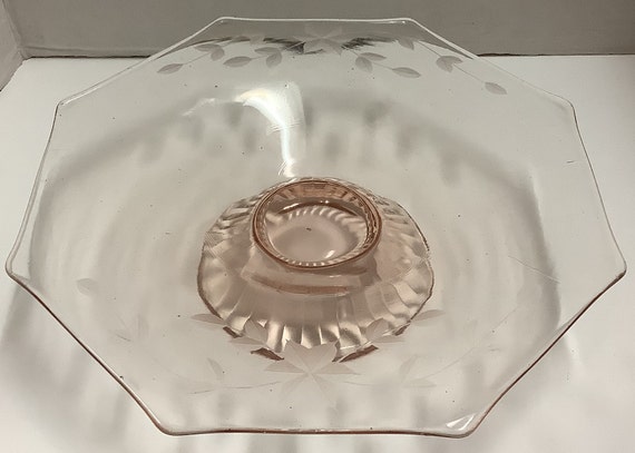 Pink Octagon Footed Plate