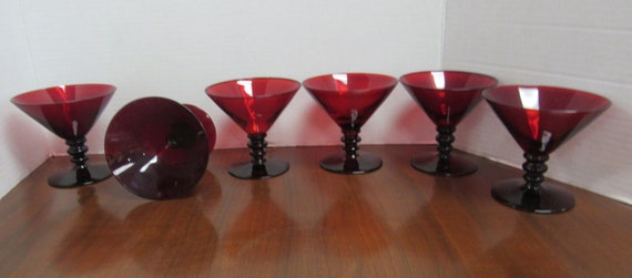 Ruby glass martini or wine glasses