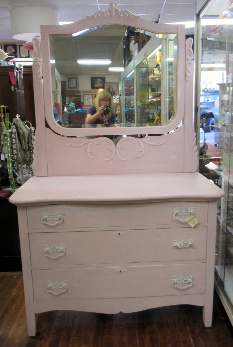 Pink Dresser With Mirror Etsy