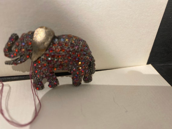 Pink rhinestone elephant brooch