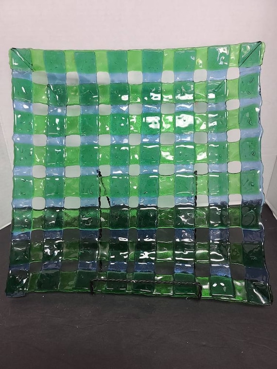 Art Glass Basket weave Tray