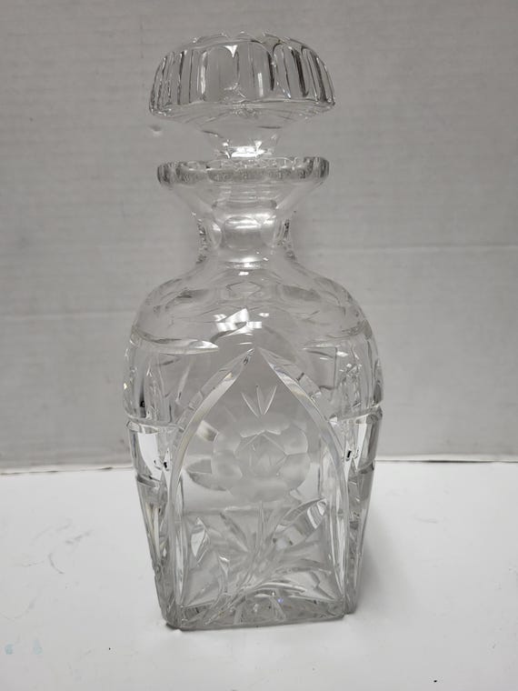 Etched Rose Crystal Decanter