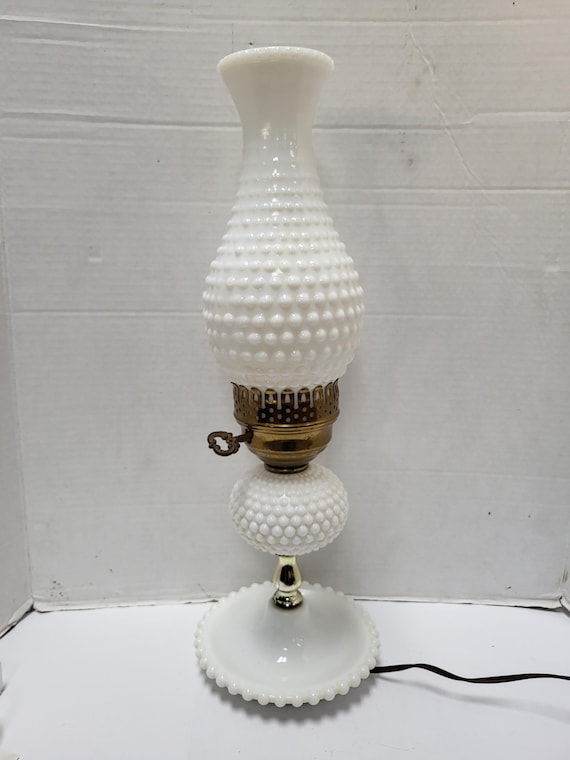 Hobnail Milk Glass Lamp