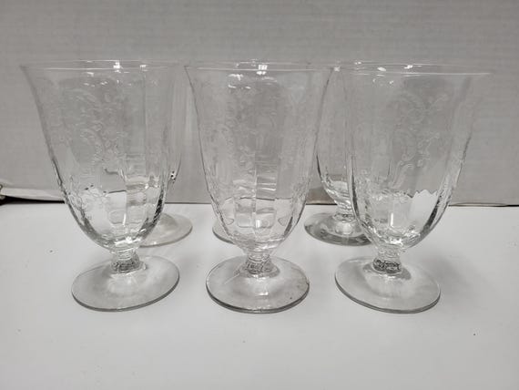 Fostoria Meadow Rose Applique stemware