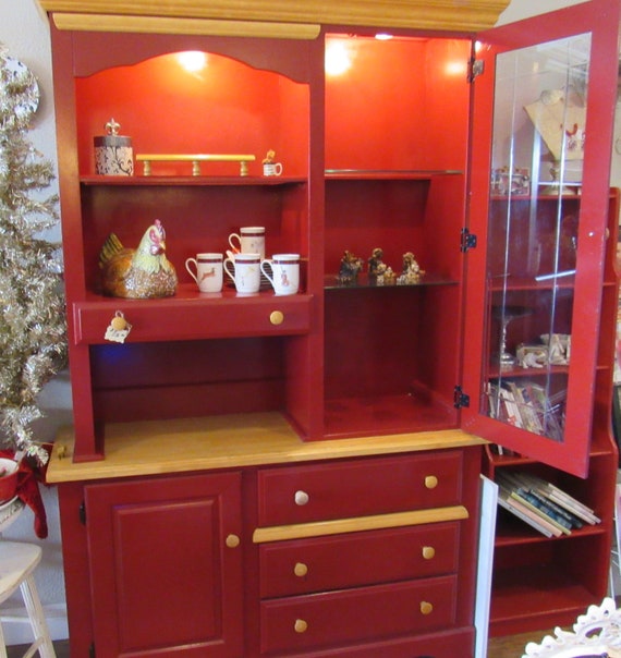 Red Kitchen cabinet hutch