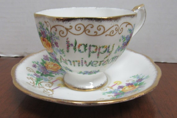 Happy Anniversary teacup and saucer