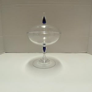 Morgantown Covered Candy Dish with Blue Filament