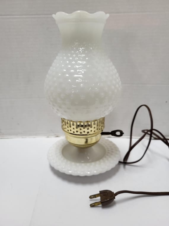 Hobnail Milk Glass Lamp
