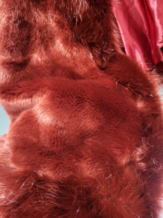 Maroon Fax Fur Cape - image 2