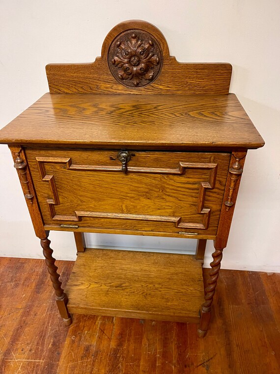 Tiger Oak drop front desk or table