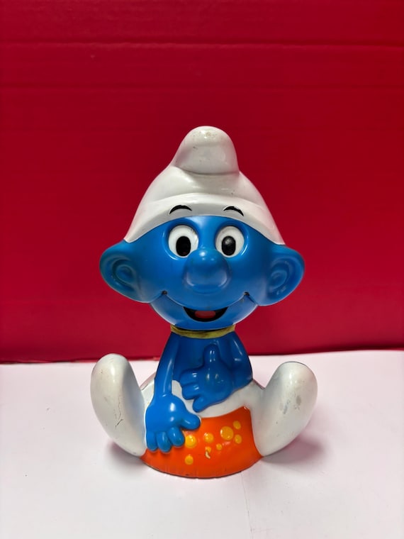 Talking Smurf Toy 1983 Vintage Functional Figurine 5x3.5x7"