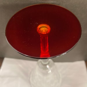 Ruby red base etched stemware image 6