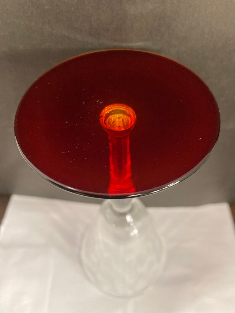 Ruby red base etched stemware image 6