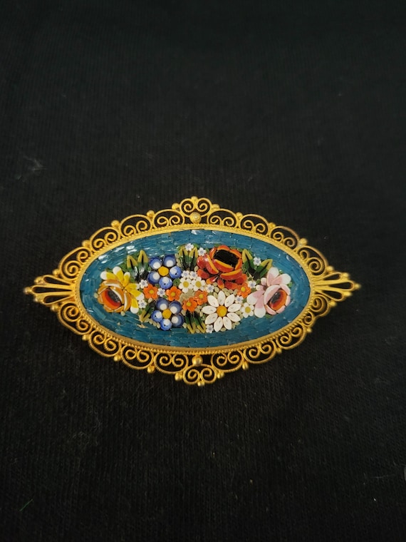 Micro Mosaic Floral Brooch