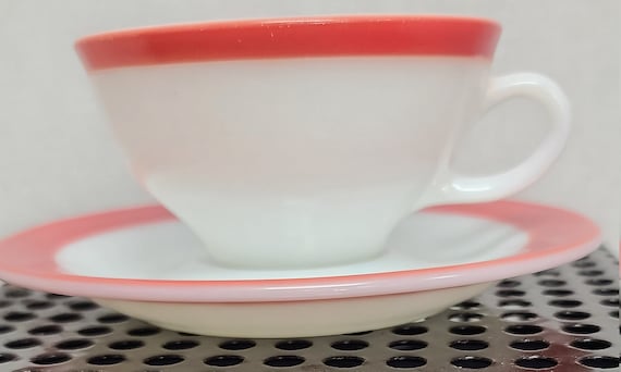 Pyrex coral cup and saucer