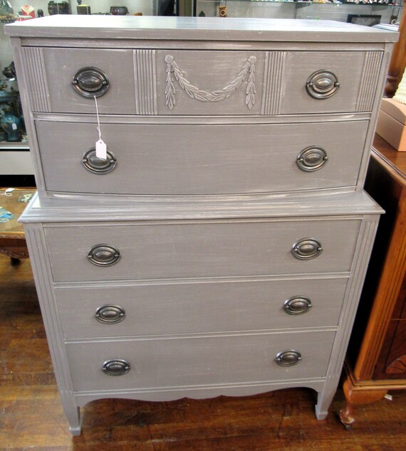 Vintage silver gray dresser chest on chest
