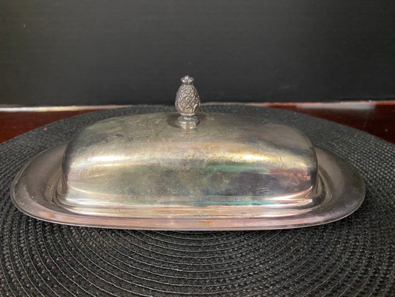 Silver Pineapple Handle Butter dish