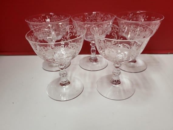 Fostoria Meadow Rose Applique stemware