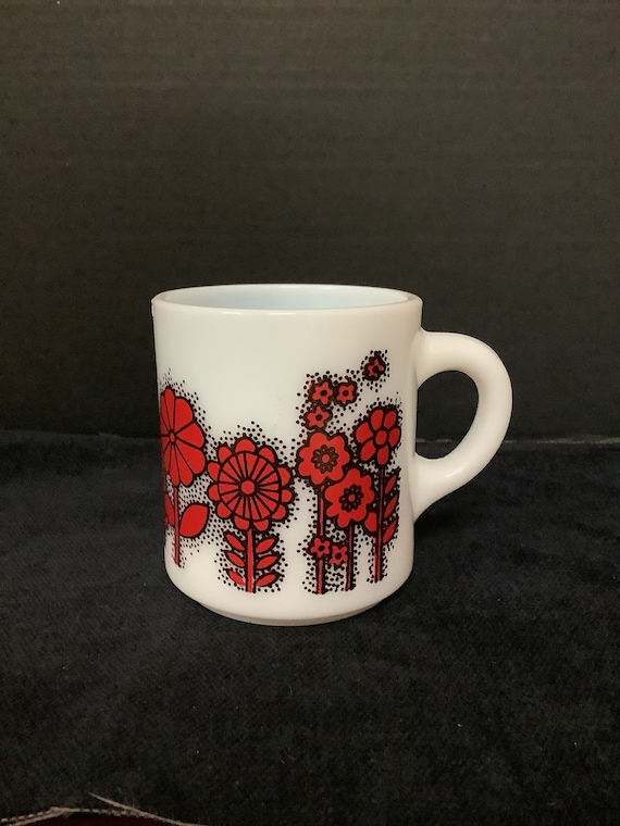 Hazel Atlas Red Flower Mug