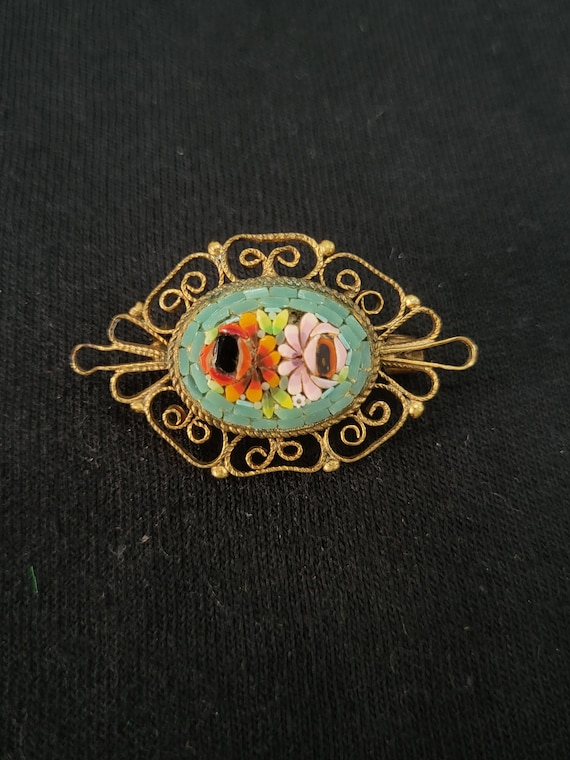 Micro Mosaic Floral Brooch