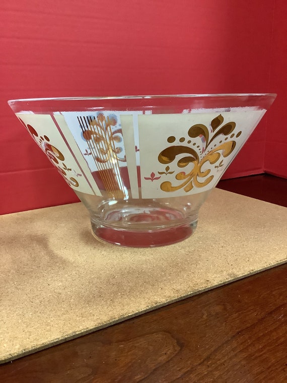 Fleur de Lis Glass Salad Bowl