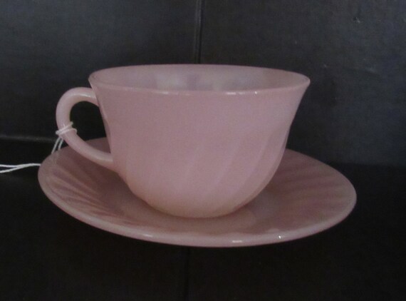 Fire King Pink Swirl cup and saucer