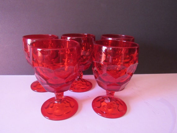 Ruby glass stemmed goblets