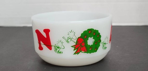 Fire King Snoopy Christmas bowl