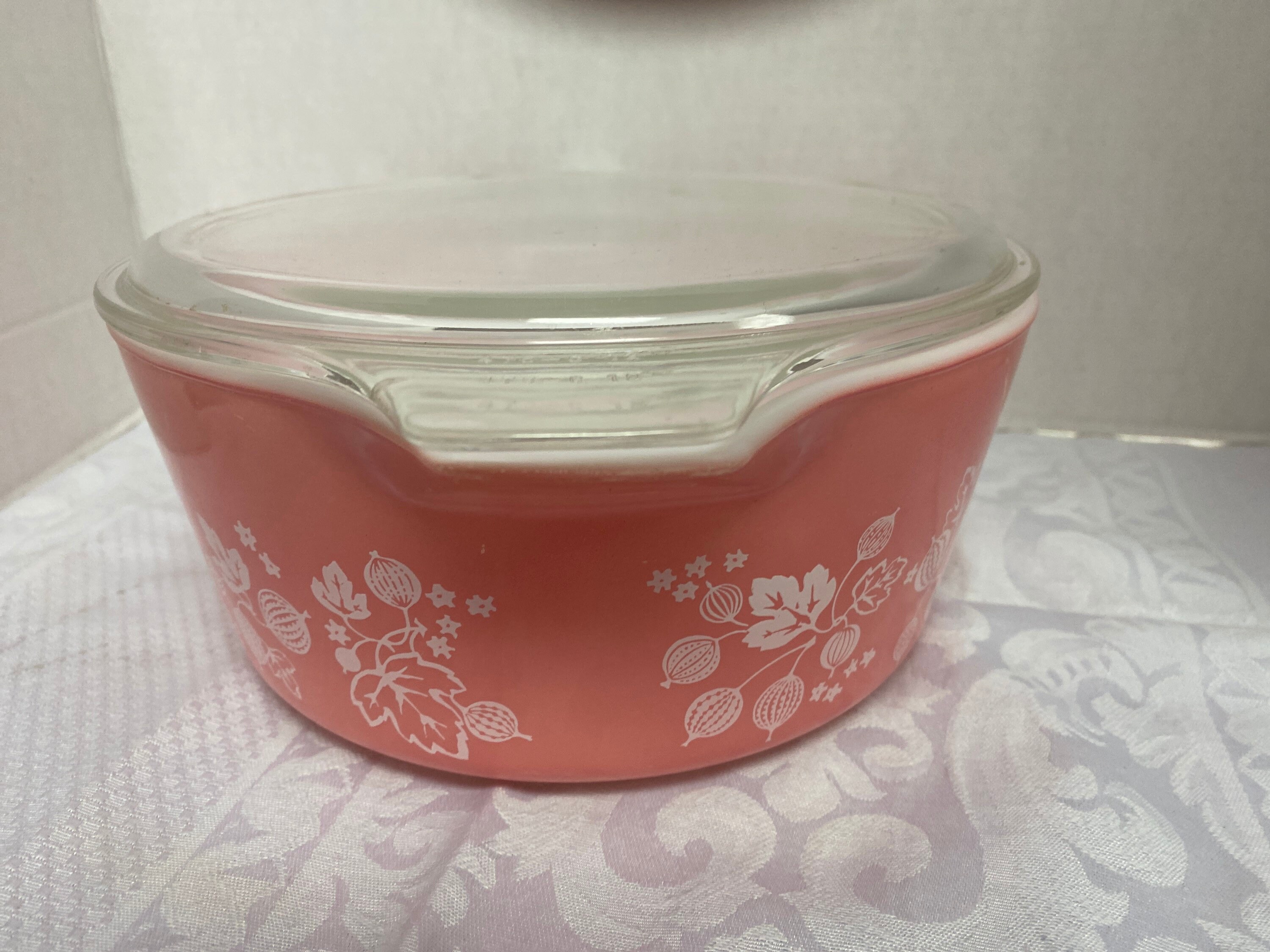 Pink gooseberry pyrex casserole sale