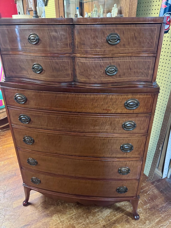 Flame Mahogany Highboy Dresser