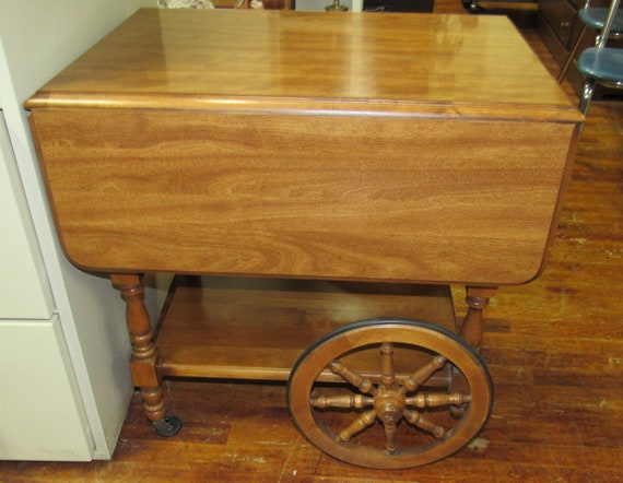 Maple drop leaf bar cart or tea cart