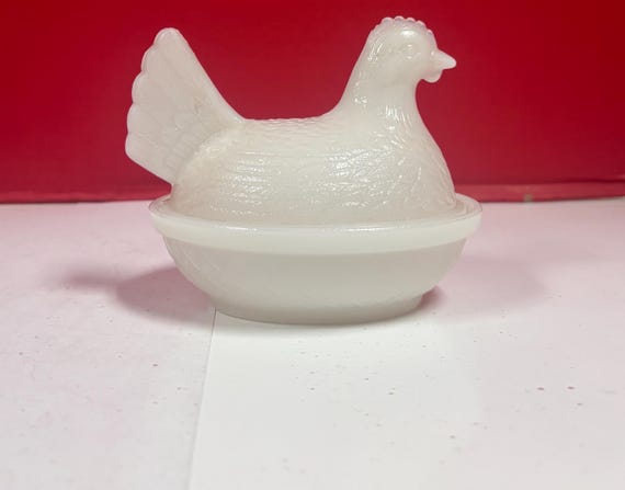 Milk Glass Nesting Hen Covered Dish