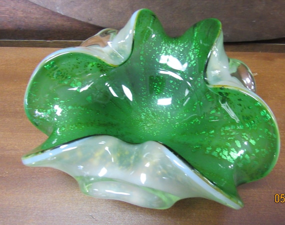 Murano glass green dish