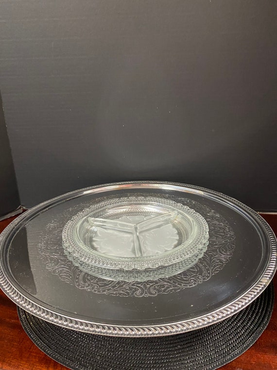 Silver and Glass Lazy-Susan Tray