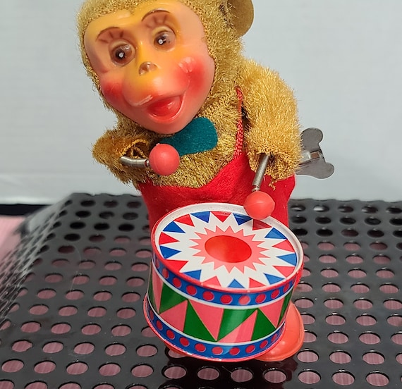 Vintage drummer monkey wind-up toy