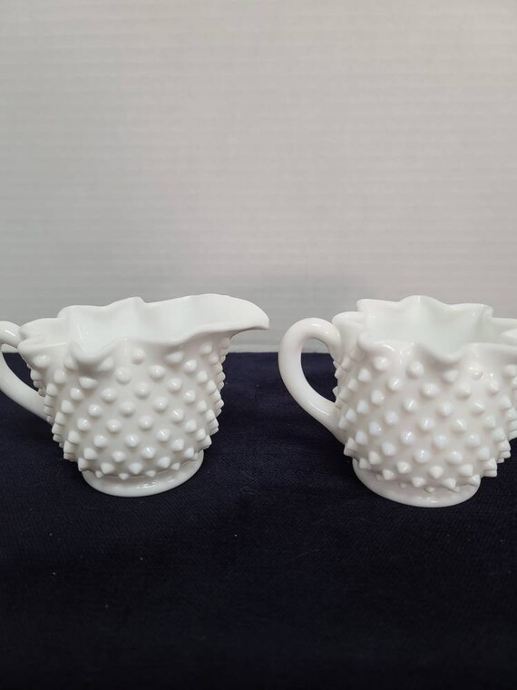 Fenton white hobnail sugar and creamer