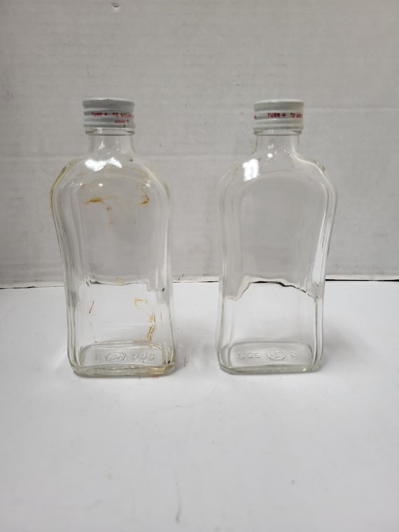 Vintage Pair Chemical Bottles 1960s Glass Labware 5.25 Inch Tall