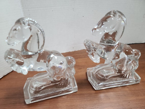 Crystal horse bookends