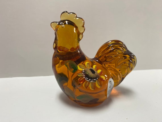 Fenton Lenox Amber Rooster