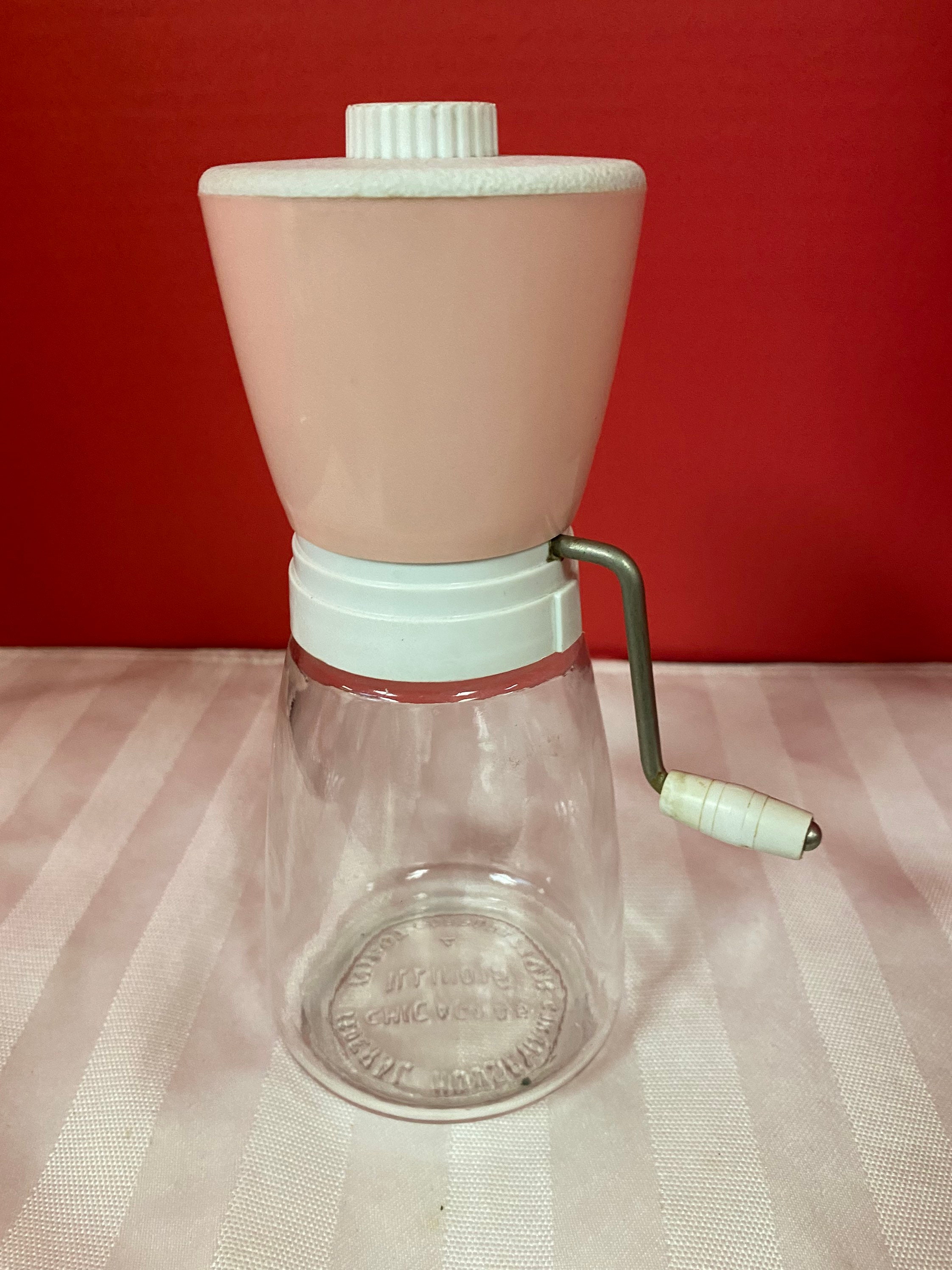 1950s Vegetable Chopper Pink Top Federal Glass Bottom - Ruby Lane