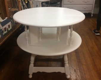 White Book table solid maple restyled white