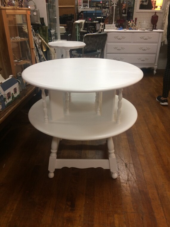 White Book table solid maple restyled white