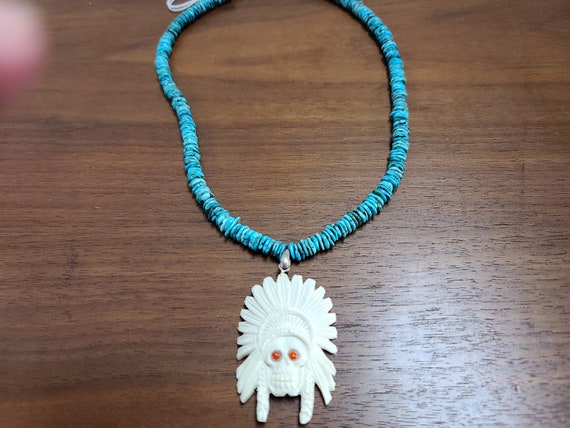 Turquoise and bone  necklace