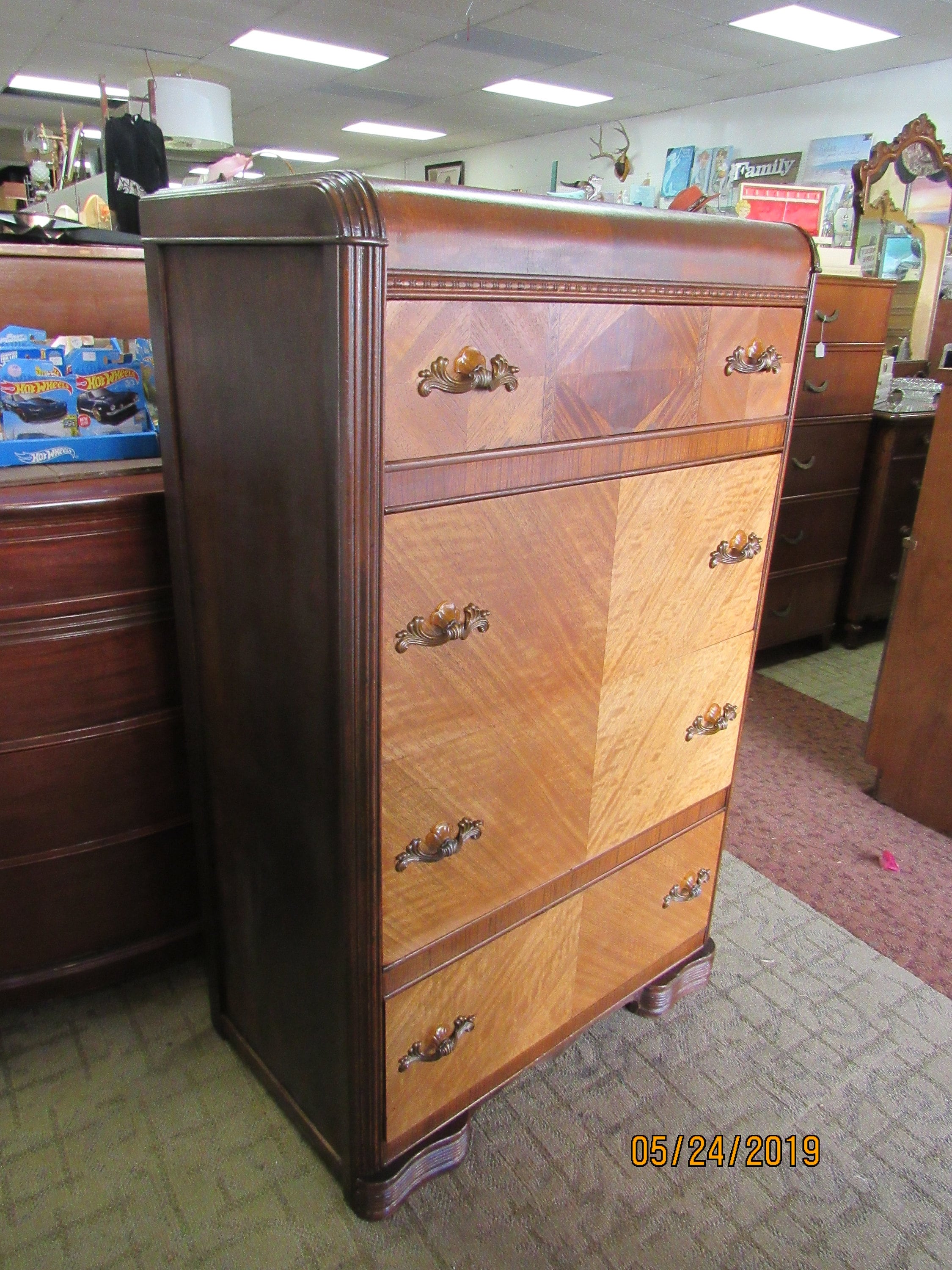 Art Deco Waterfall Highboy Dresser