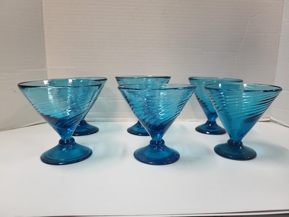 Clear Blue Sherbet Glasses