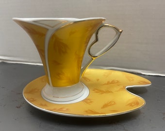 Gold Feather Cup and Saucer