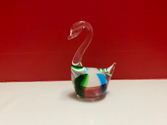 Tri Color Glass Swan